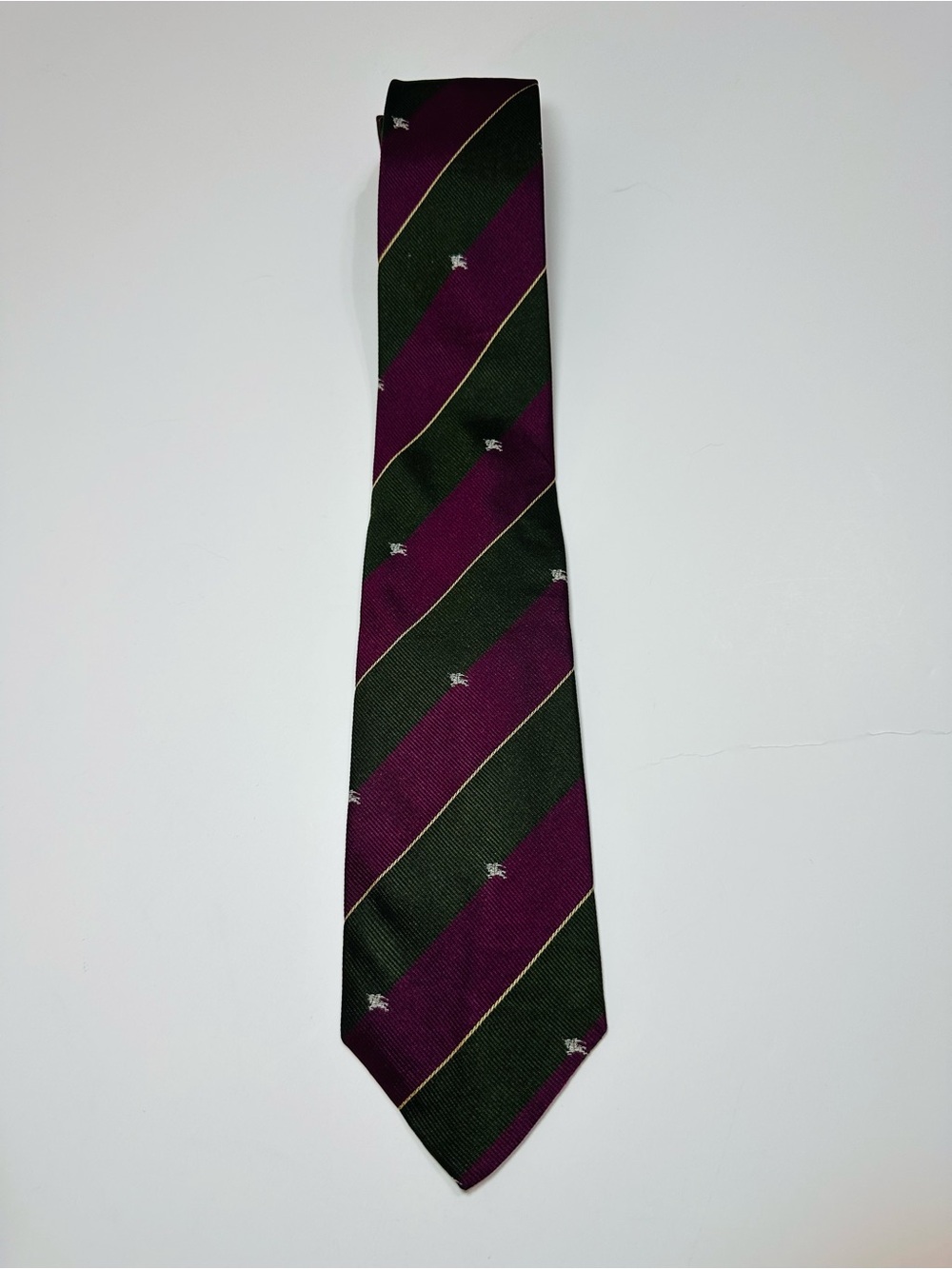 BURBERRYS VINTAGE PRE 1999 MADE IN ENGLAND SILK TIE STRIPED OLD MONEY PREPPY - Picture 12 of 13